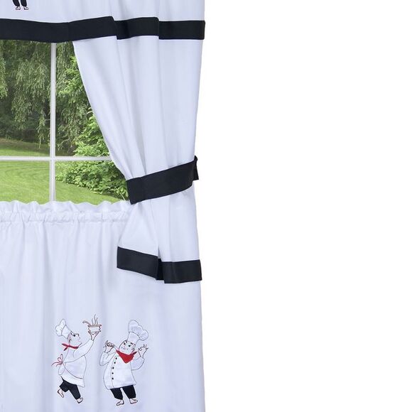 Gourmet Window Kitchen Curtains 3-Piece Embellished Cottage Set - 56" (W) x 36" - Picture 4 of 5